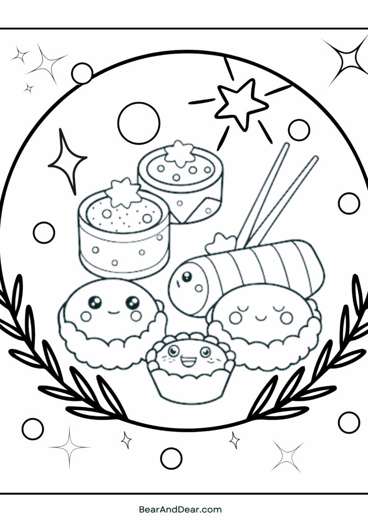 20 Free Super Cute Boba Tea Coloring Pages. 11 Combo Sushi Coloring Sheet