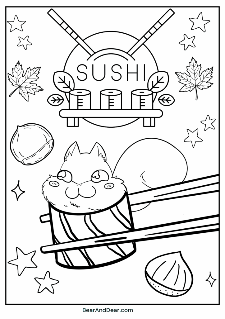 20 Free Super Cute Boba Tea Coloring Pages. 7 cute sushi squirrel coloring page