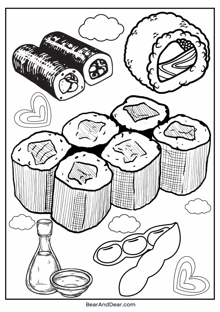 20 Free Super Cute Boba Tea Coloring Pages. 6 kawaii sushi coloring sheet for kid