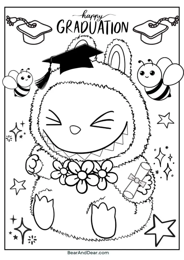 20 Free Super Cute Boba Tea Coloring Pages. 8 Labubu Graduation Coloring Page