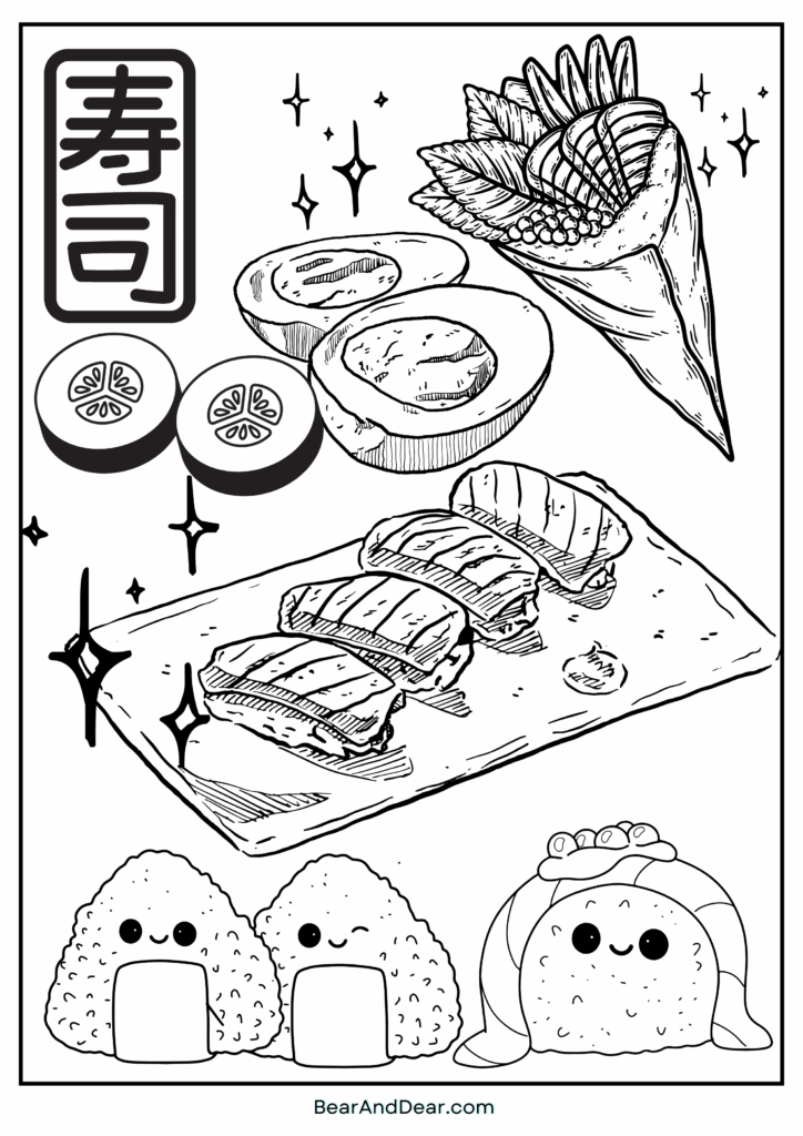 20 Free Super Cute Boba Tea Coloring Pages. 9 sushi shop coloring sheet