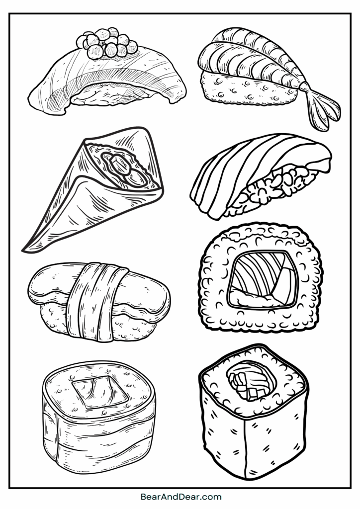 20 Free Super Cute Boba Tea Coloring Pages. 13 premium sushi coloring page