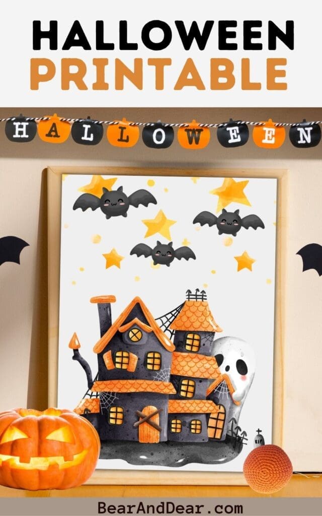 Free Printable Spooky Cute Halloween Wall Arts For Fall Spirit 13 haunted house cute spooky wall art