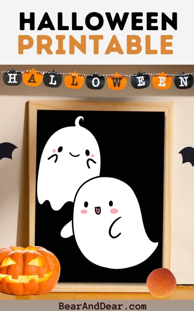 Free Printable Spooky Cute Halloween Wall Arts For Fall Spirit 5 Ghost Buddie halloween wall art