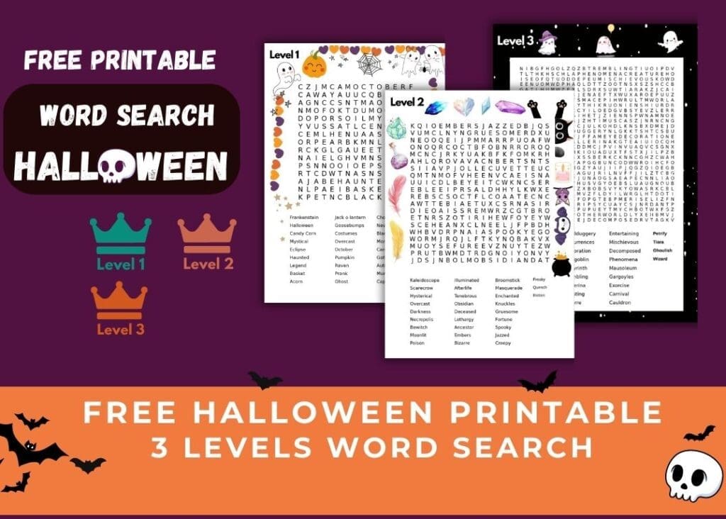 Free Halloween Word Search-bear and dear