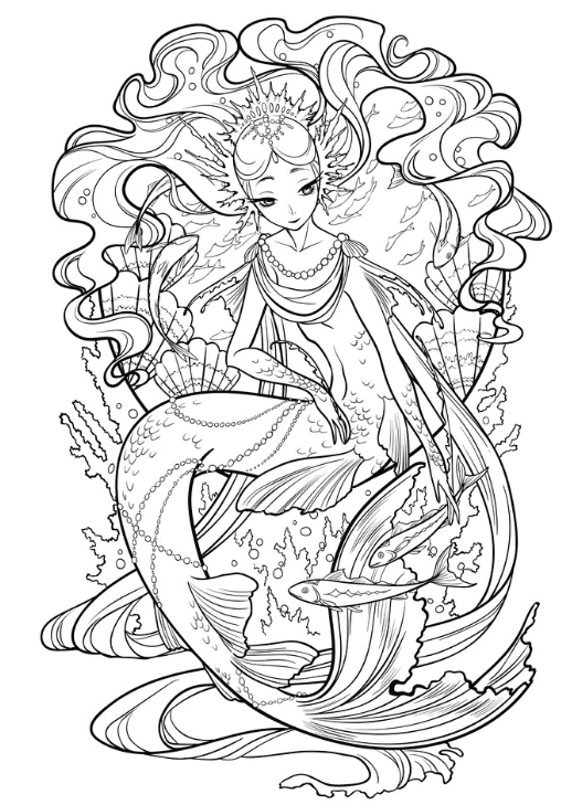 Free Mermaid Coloring Sheets: Mermaid Princesses Adventure 9 Regal Mermaid Queen