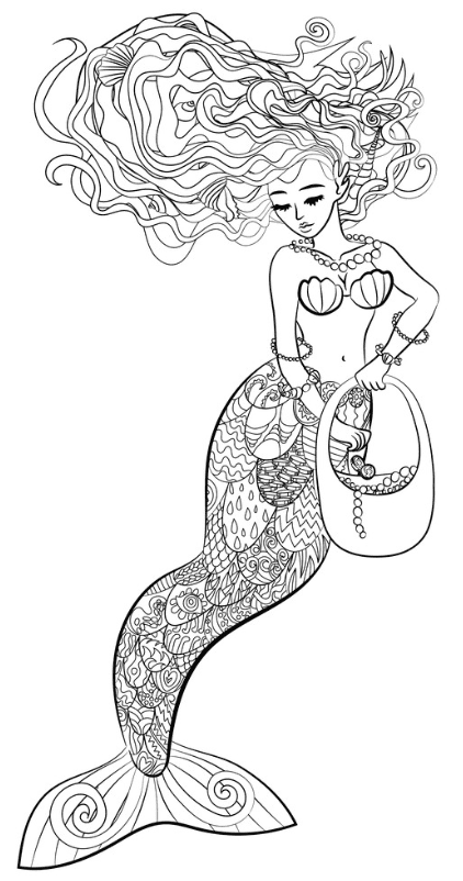 Free Mermaid Coloring Sheets: Mermaid Princesses Adventure 10 Mystic Gypsy Mermaid FREE COLROING SHEETS