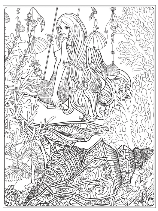 Free Mermaid Coloring Sheets: Mermaid Princesses Adventure 11 7. Free Adult Mermaid Coloring Page