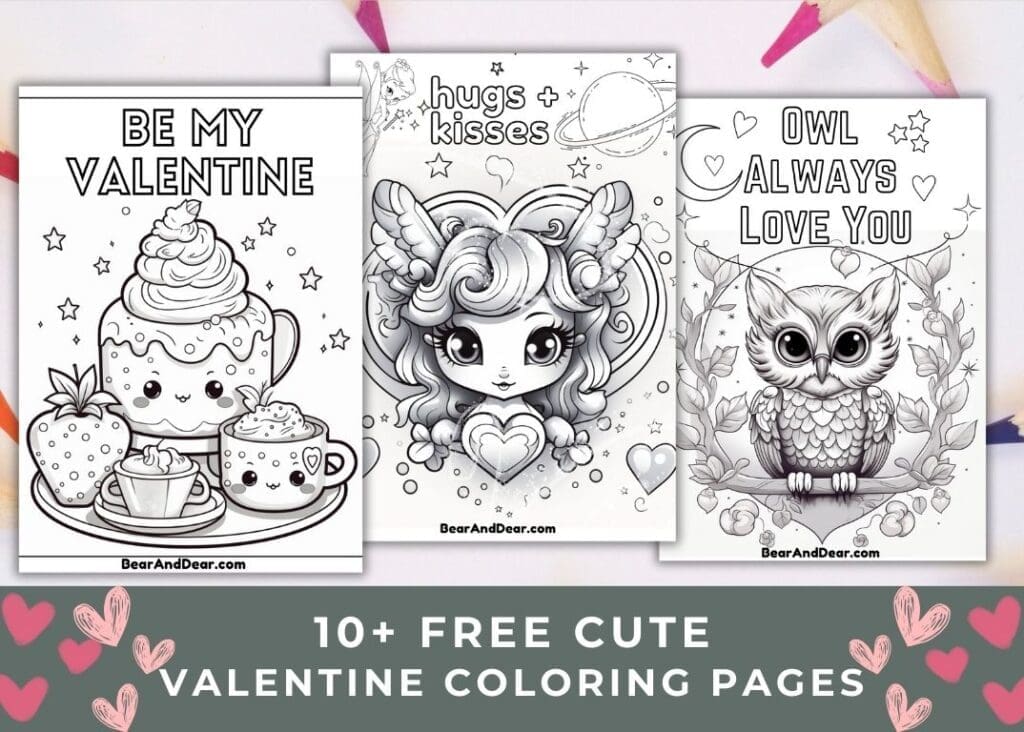 Free Valentine's Day Coloring Pages-BearandDear