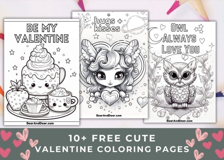 Free Valentine's Day Coloring Pages-BearandDear