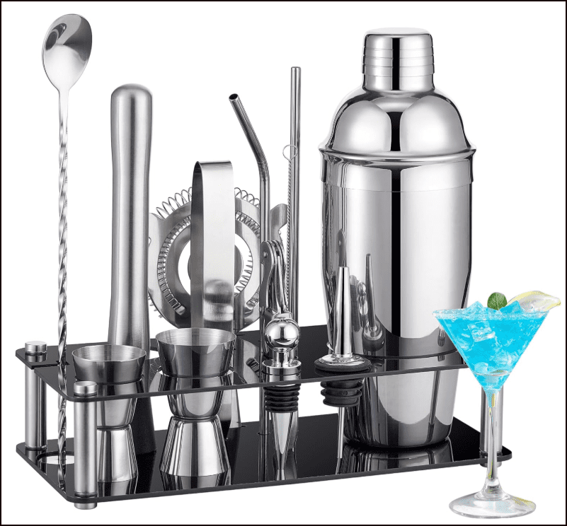 Bartender Kit with Stylish Bamboo Stand