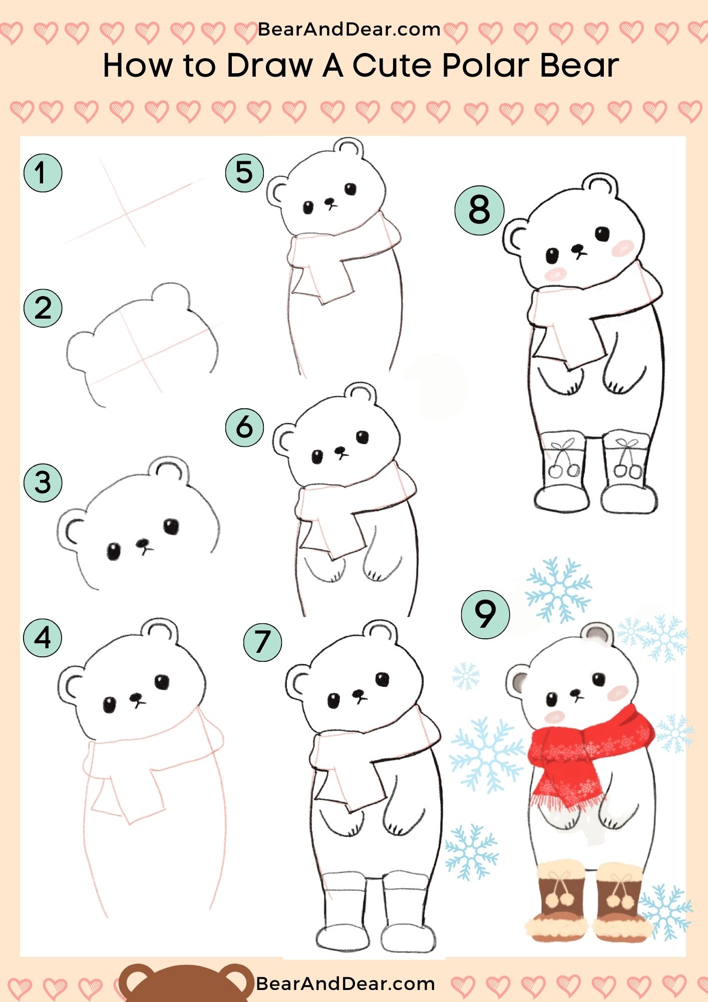 How to draw a polar bear portrait | Step by step Drawing tutorials