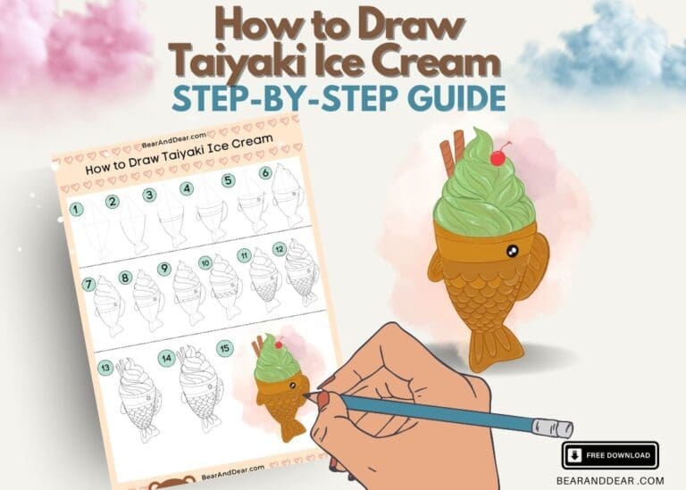 How to Draw Taiyaki Ice Cream: Step-by-Step Guide with Coloring Page