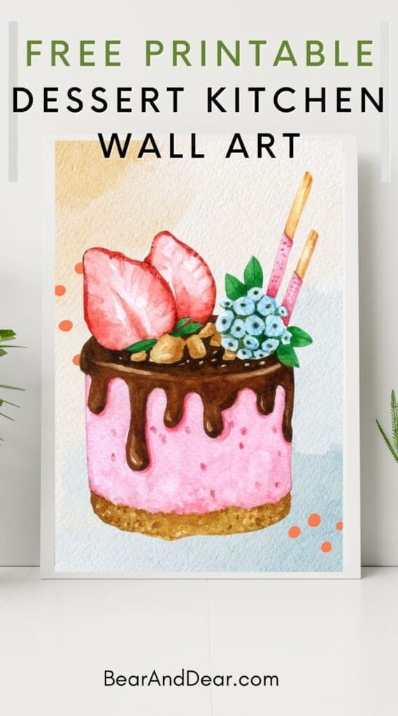 Free Dessert Wall Art Printables-Strawberry Cheesecake