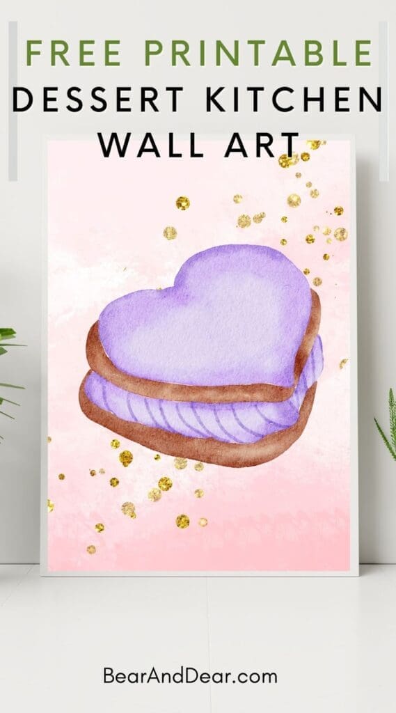 Free Dessert Wall Art Printables-Purple Cream Heart Puff Pastry