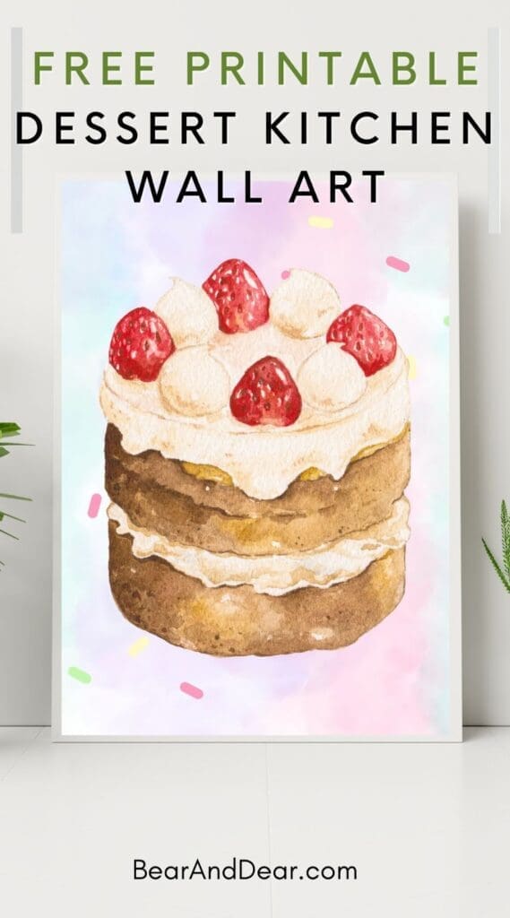 Free Dessert Wall Art Printables-Strawberry shortcake