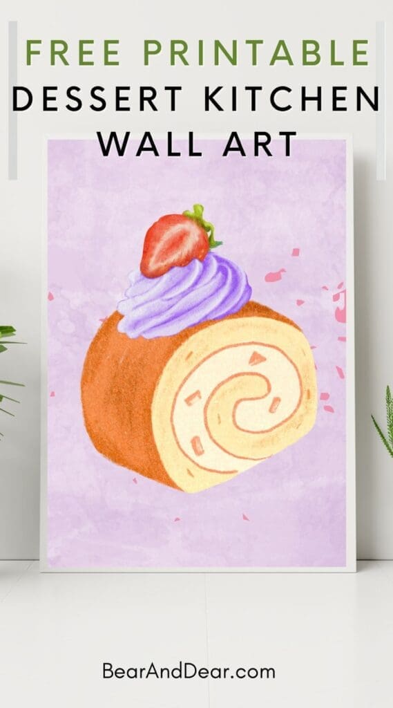 Free Dessert Wall Art Printables-Fruit Swiss Roll Cake