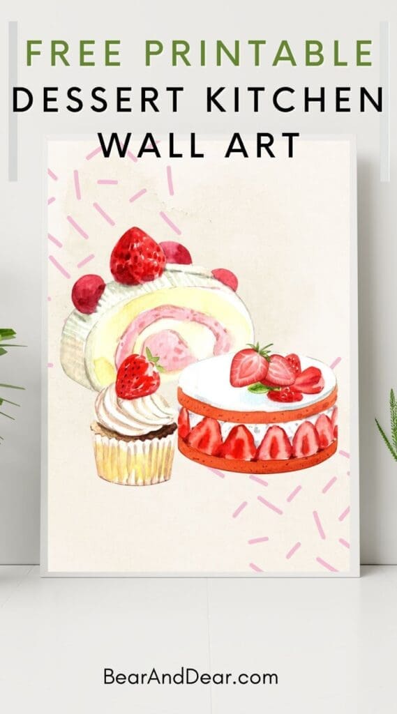 Free Dessert Wall Art Printables-Assorted Strawberry Cakes
