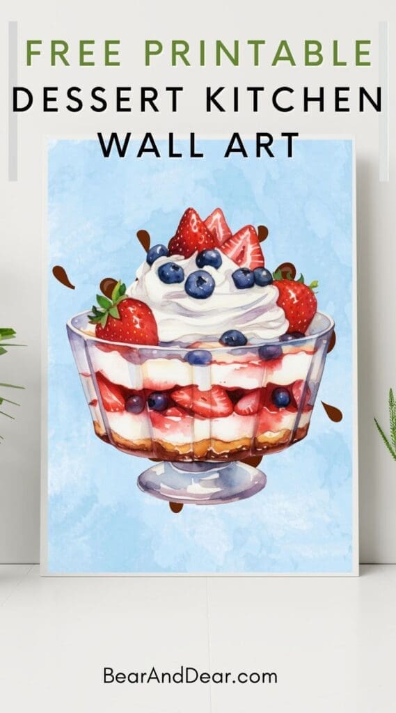 Free Dessert Wall Art Printables-Strawberry Parfait