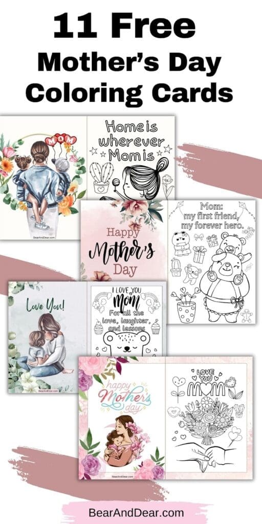  Mother's Day Coloring Cards pin