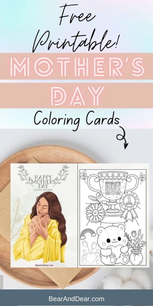 The Best Mom Coloring Cards-bear and dear