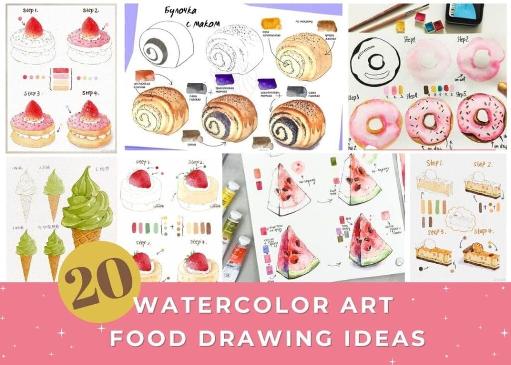 Watercolor Food Drawing Ideas- bear and dear
