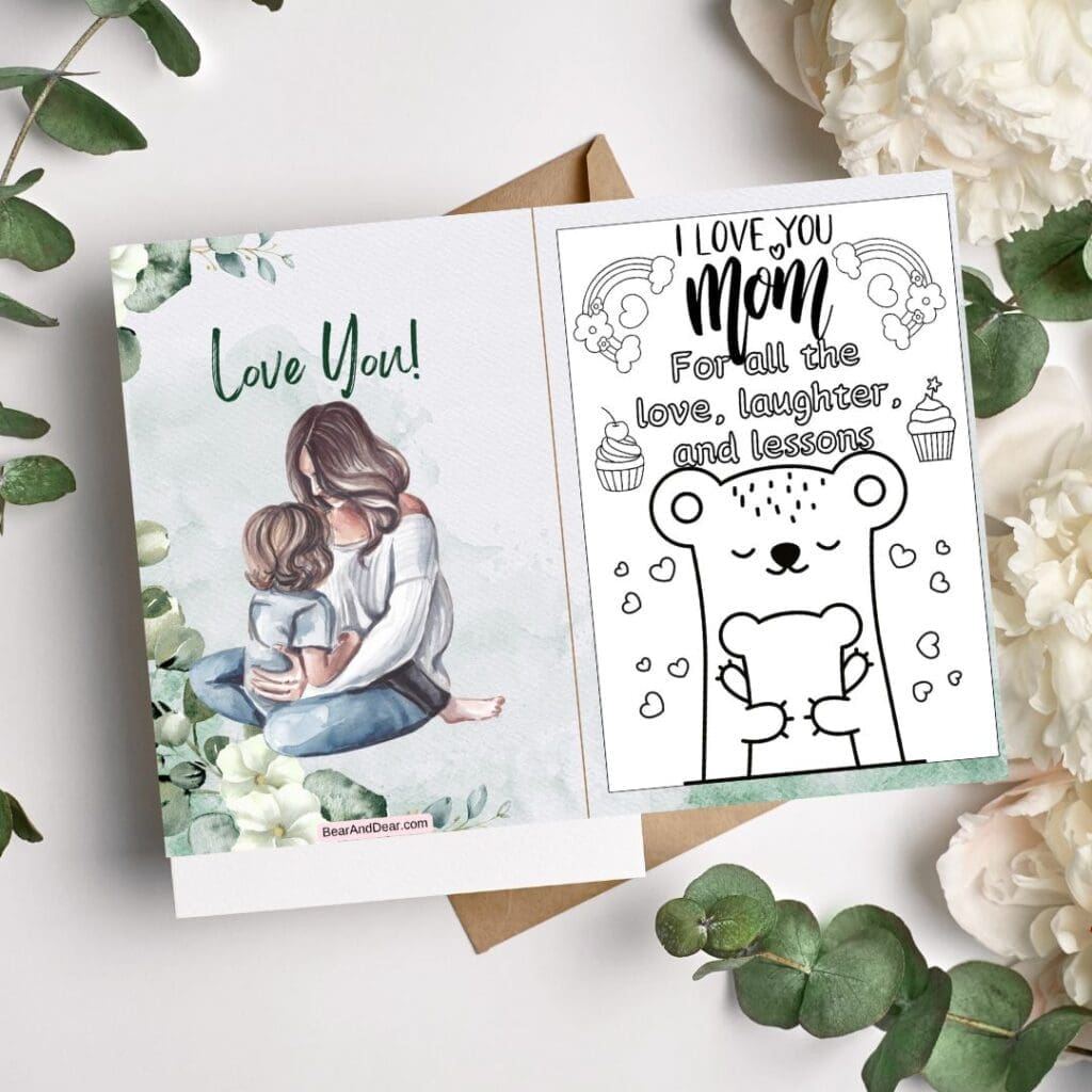 Mother's Day Coloring Card Set