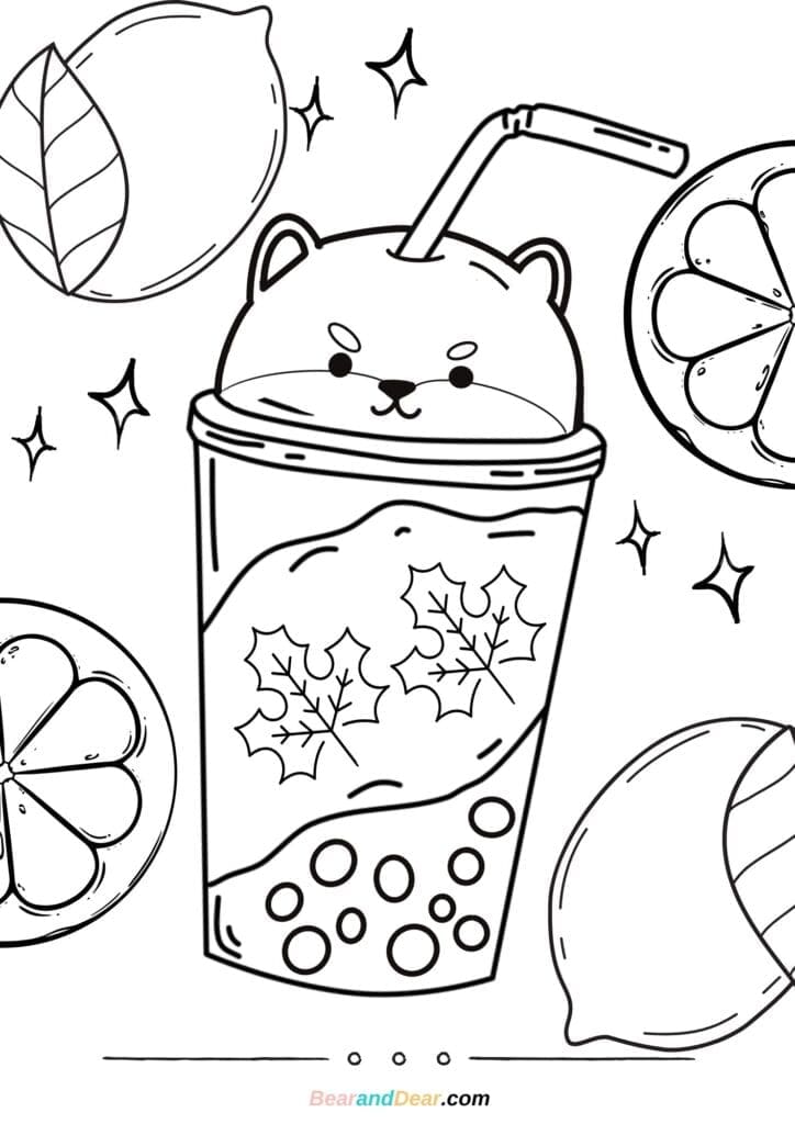 20 Free Super Cute Boba Tea Coloring Pages. - Bear & Dear