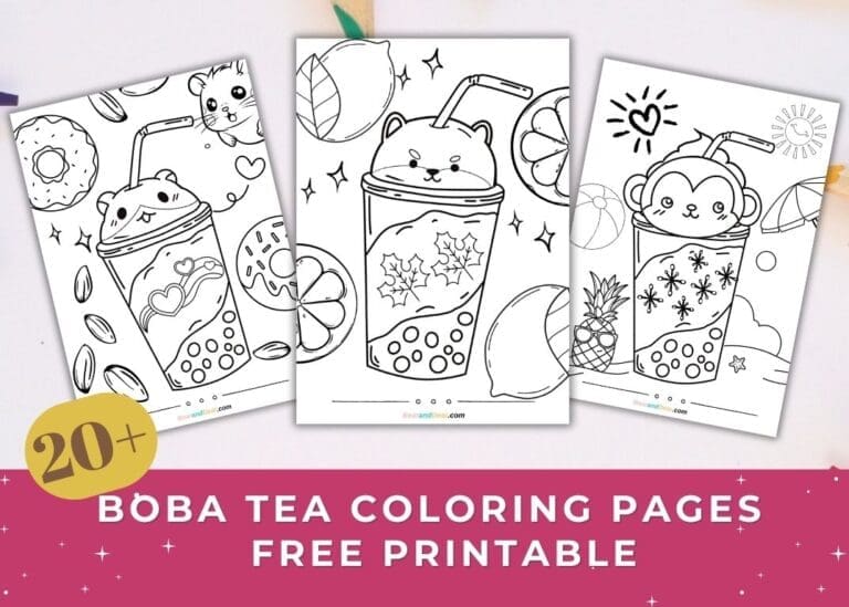 20 Free Super Cute Boba Tea Coloring Pages.
