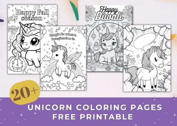 20 Free Super Cute Unicorn Coloring Pages -bearAndDear