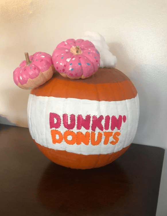 No-Carve Halloween! 30+ Easy Pumpkin Painting Ideas for All Ages 8 The Dunkin's Donuts-Pumpkin Painting idea