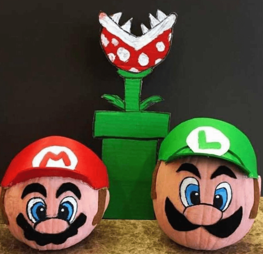 No-Carve Halloween! 30+ Easy Pumpkin Painting Ideas for All Ages 11 Super Mario Bros Pumpkin Painting Idea
