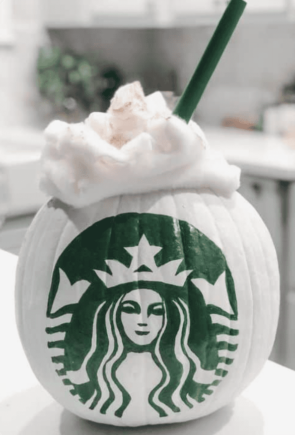 No-Carve Halloween! 30+ Easy Pumpkin Painting Ideas for All Ages 26 Starbucks Latte Pumpkin Painting