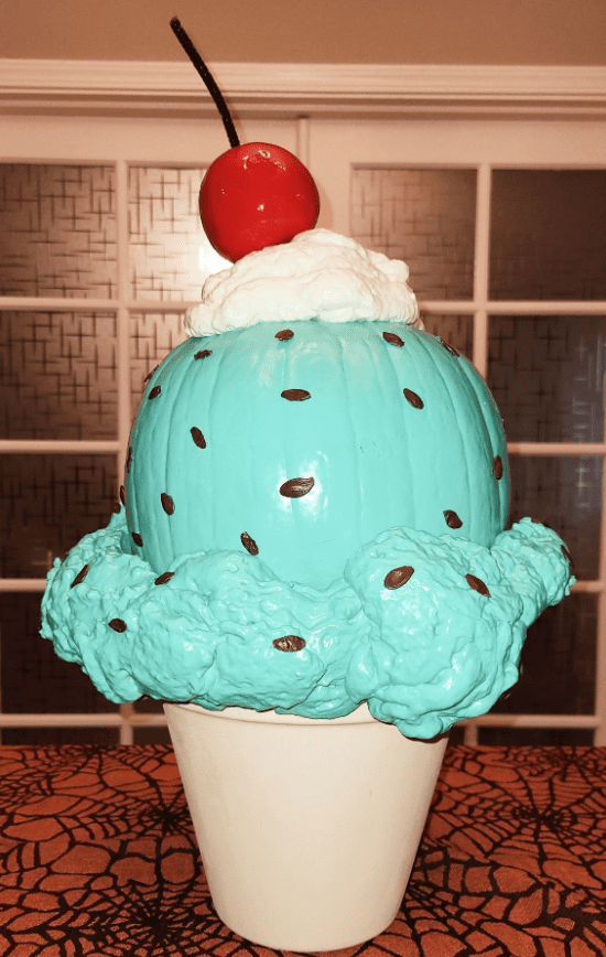 No-Carve Halloween! 30+ Easy Pumpkin Painting Ideas for All Ages 32 The Mint Chocolate Ice Cream pumpkin painting idea