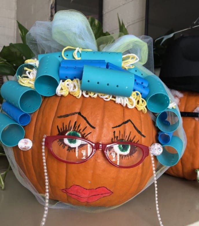 No-Carve Halloween! 30+ Easy Pumpkin Painting Ideas for All Ages 29 Granny Pumpkin