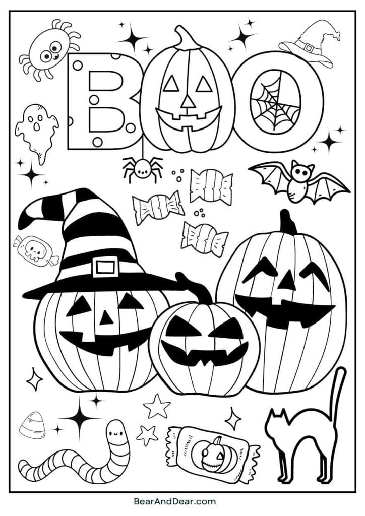 8. Jack o Lantern Disco Party Coloring Page