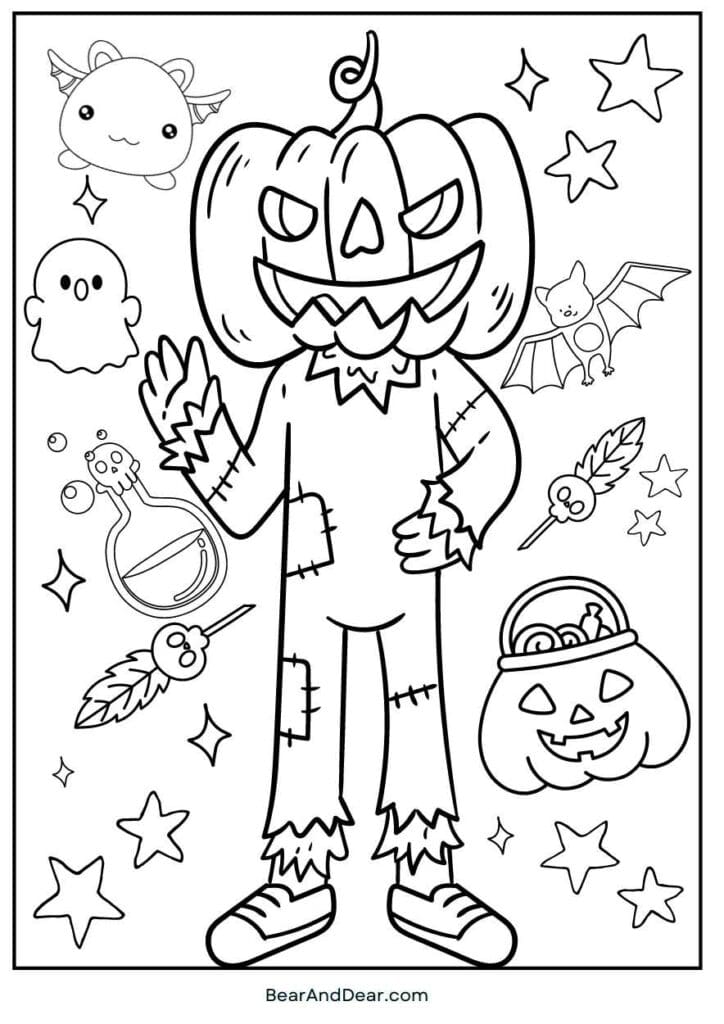 Spooky Jack o lantern coloring page