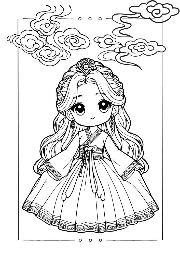 Chinese princess coloring page