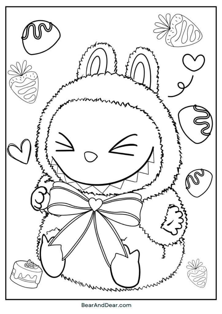 Valentine labubu Coloring Page
