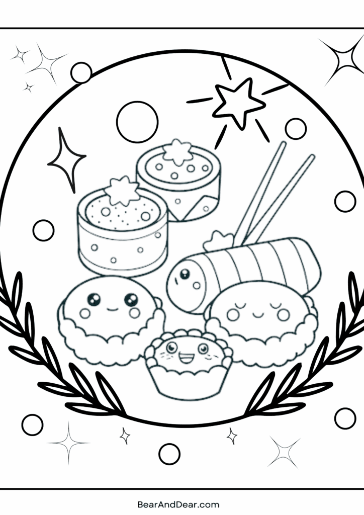 Combo Sushi Coloring Sheet