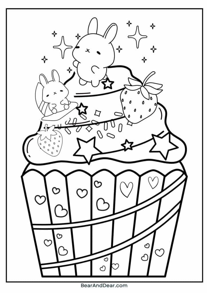 cute cupcake coloring sheet-bunny cupcake