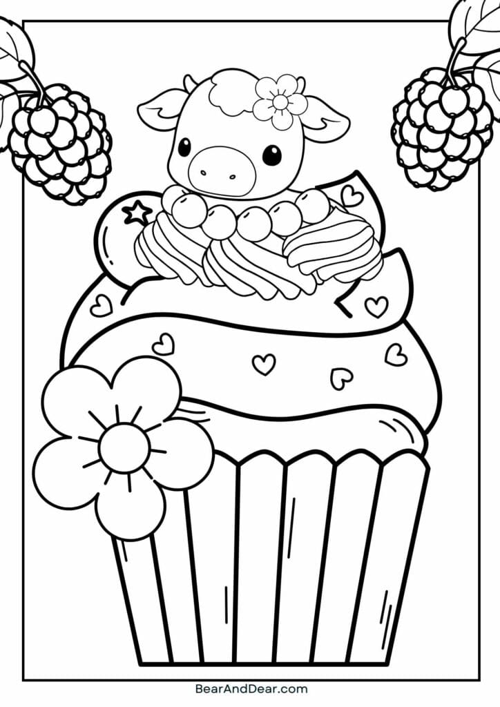 cute cupcake coloring sheet-cow cupcake