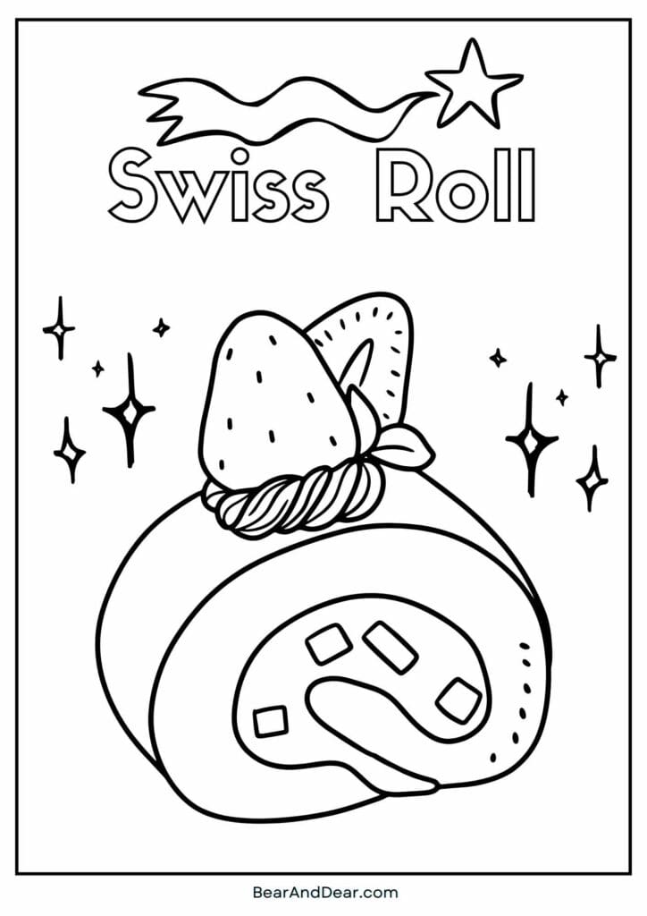 cute swiss roll coloring sheet