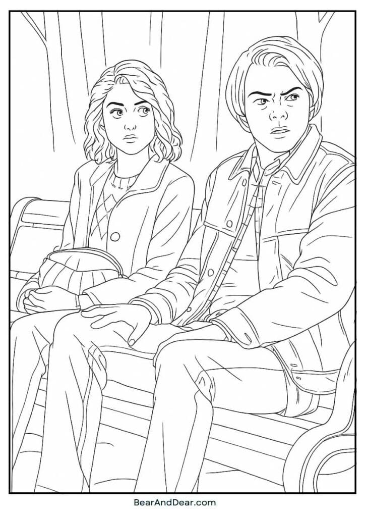 stranger things coloring pages-couple