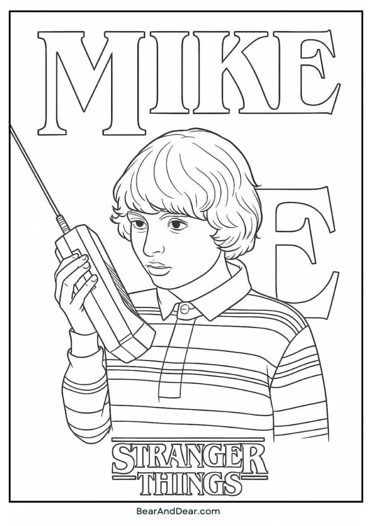 stranger things coloring pages mike