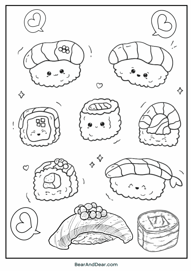 Omakase Mix Coloring Sheet