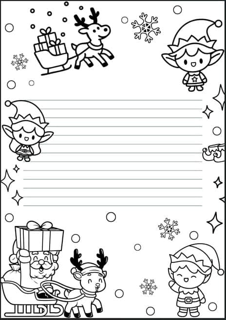 Elves' Santa Workshop Letter to Santa Coloring Page