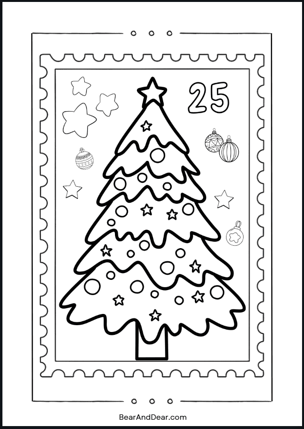 Christmas Tree Stamp Coloring Page